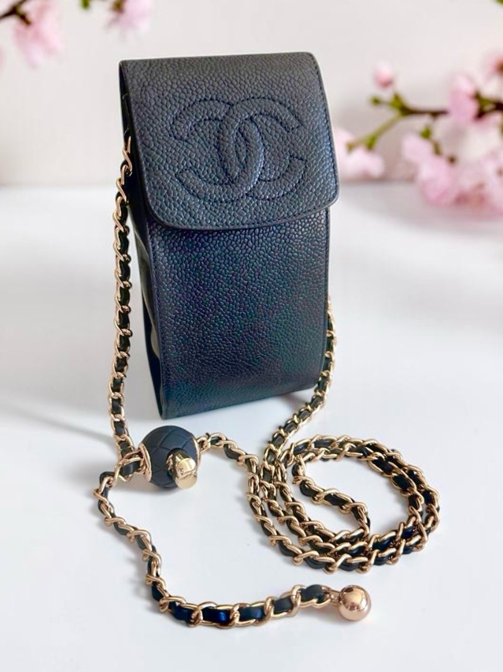 Chanel Black Caviar Mini Pouch with Chain